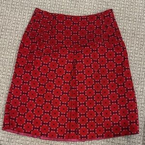 Tory Burch Red Geometric A-Line Skirt